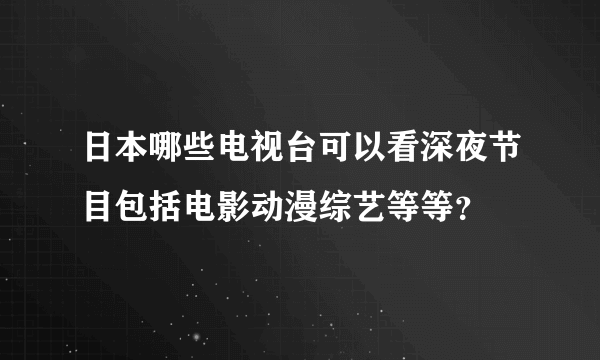 日本哪些电视台可以看深夜节目包括电影动漫综艺等等？