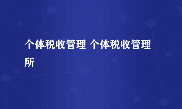 个体税收管理 个体税收管理所