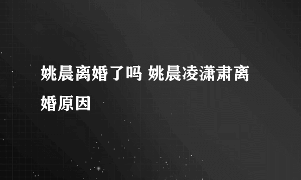 姚晨离婚了吗 姚晨凌潇肃离婚原因