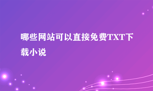 哪些网站可以直接免费TXT下载小说