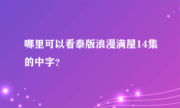 哪里可以看泰版浪漫满屋14集的中字？