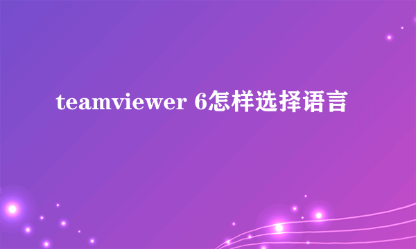 teamviewer 6怎样选择语言