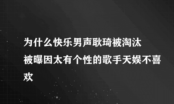 为什么快乐男声耿琦被淘汰 被曝因太有个性的歌手天娱不喜欢