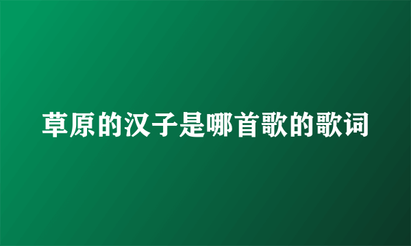 草原的汉子是哪首歌的歌词