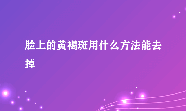 脸上的黄褐斑用什么方法能去掉