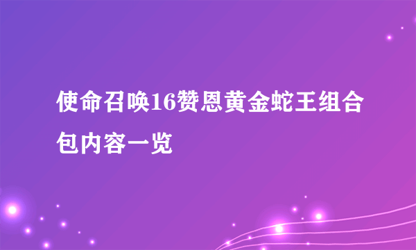 使命召唤16赞恩黄金蛇王组合包内容一览