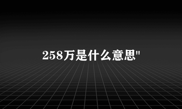 258万是什么意思