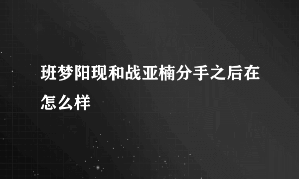 班梦阳现和战亚楠分手之后在怎么样