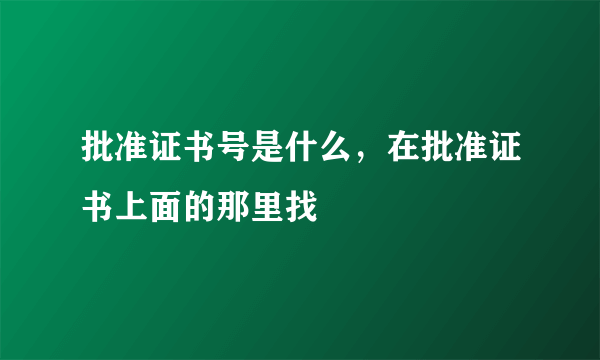 批准证书号是什么，在批准证书上面的那里找