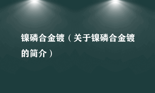 镍磷合金镀（关于镍磷合金镀的简介）