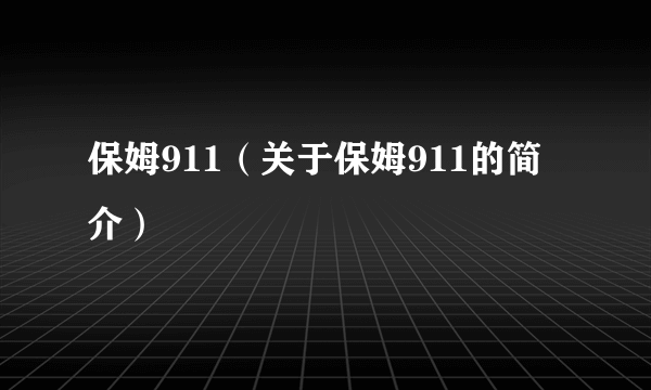 保姆911（关于保姆911的简介）