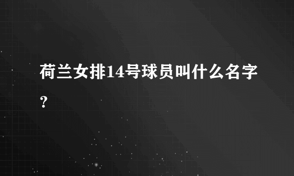 荷兰女排14号球员叫什么名字？