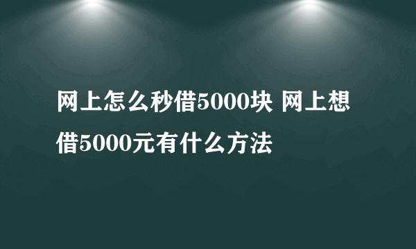 网上怎么秒借5000块 网上想借5000元有什么方法