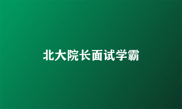 北大院长面试学霸