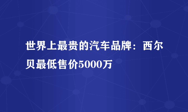 世界上最贵的汽车品牌：西尔贝最低售价5000万