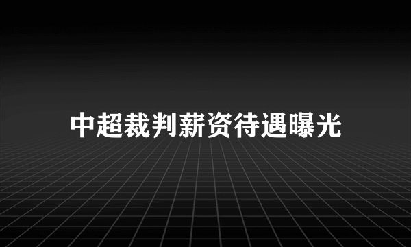 中超裁判薪资待遇曝光