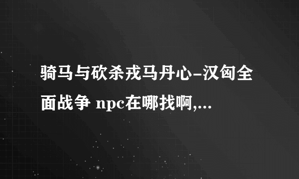 骑马与砍杀戎马丹心-汉匈全面战争 npc在哪找啊,酒馆里只找到4个, 还有,在文件夹里是否有设置npc的属性