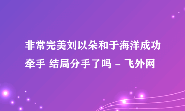 非常完美刘以朵和于海洋成功牵手 结局分手了吗 - 飞外网