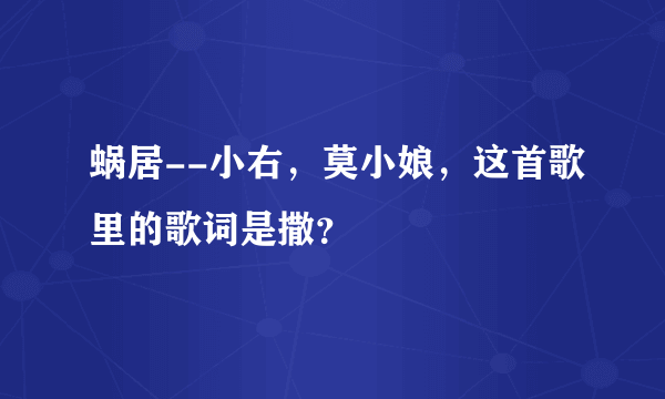 蜗居--小右，莫小娘，这首歌里的歌词是撒？