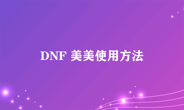 DNF 美美使用方法