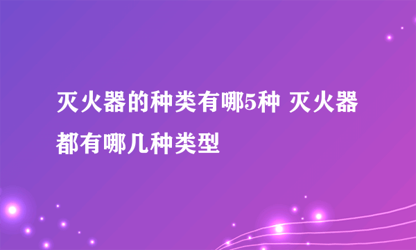 灭火器的种类有哪5种 灭火器都有哪几种类型