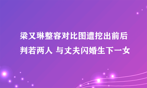 梁又琳整容对比图遭挖出前后判若两人 与丈夫闪婚生下一女