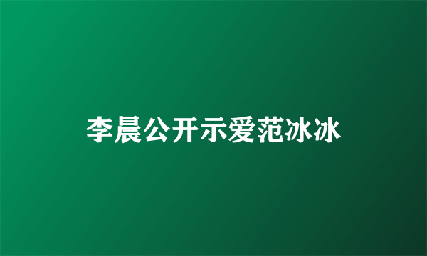 李晨公开示爱范冰冰