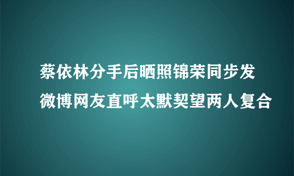 蔡依林分手后晒照锦荣同步发微博网友直呼太默契望两人复合