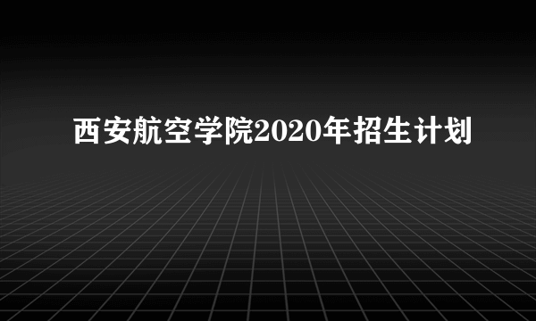 西安航空学院2020年招生计划