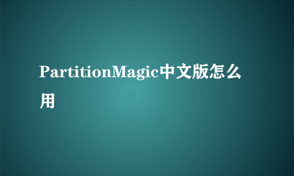 PartitionMagic中文版怎么用