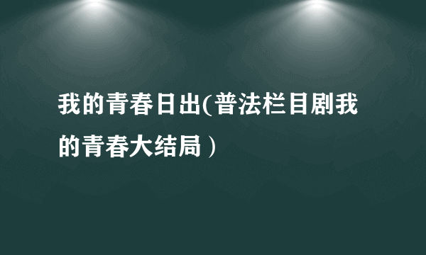 我的青春日出(普法栏目剧我的青春大结局）