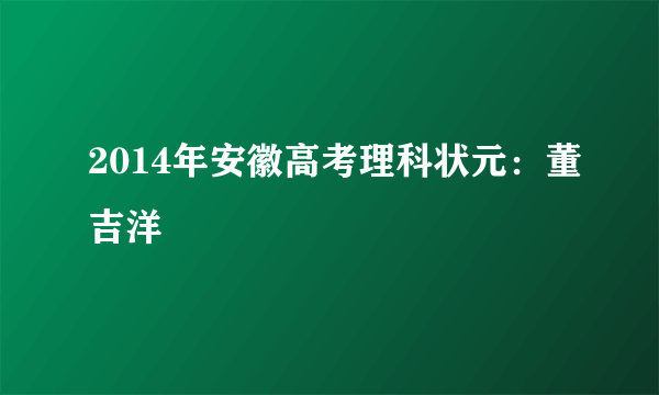 2014年安徽高考理科状元：董吉洋