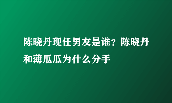 陈晓丹现任男友是谁？陈晓丹和薄瓜瓜为什么分手