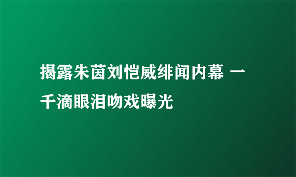 揭露朱茵刘恺威绯闻内幕 一千滴眼泪吻戏曝光