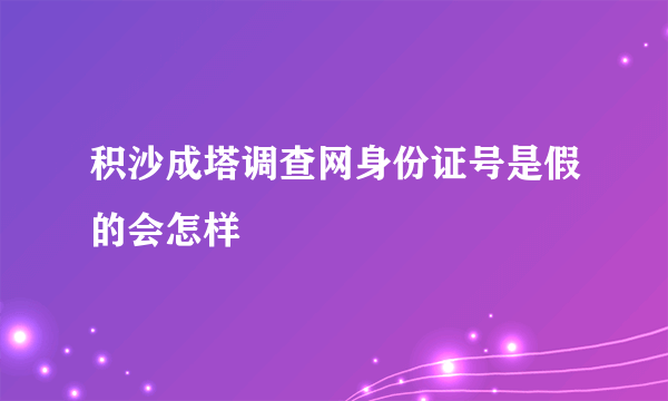 积沙成塔调查网身份证号是假的会怎样