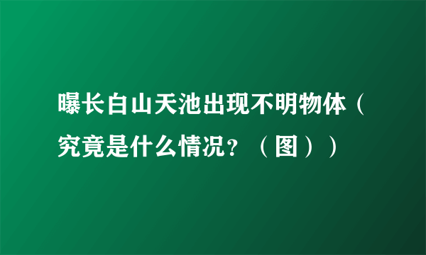 曝长白山天池出现不明物体（究竟是什么情况？（图））