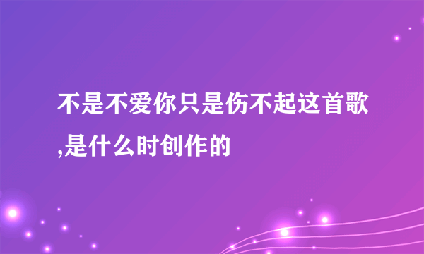 不是不爱你只是伤不起这首歌,是什么时创作的