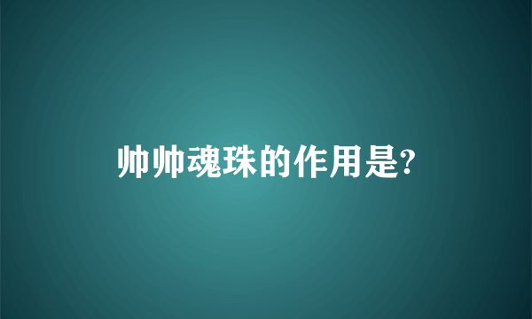 帅帅魂珠的作用是?