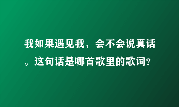 我如果遇见我，会不会说真话。这句话是哪首歌里的歌词？