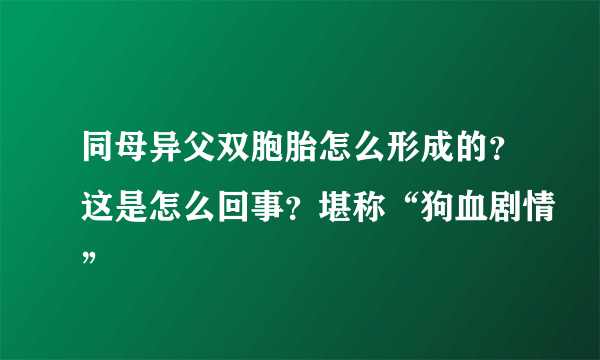 同母异父双胞胎怎么形成的？这是怎么回事？堪称“狗血剧情”