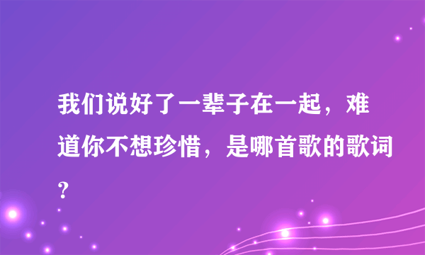 我们说好了一辈子在一起，难道你不想珍惜，是哪首歌的歌词？