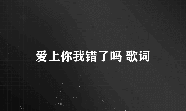 爱上你我错了吗 歌词