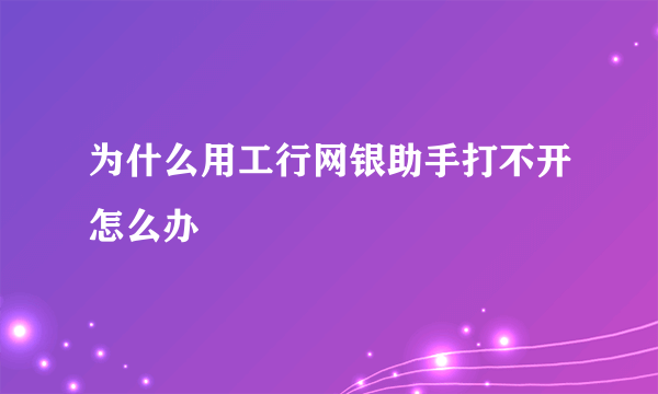 为什么用工行网银助手打不开怎么办