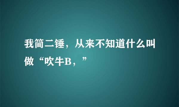 我简二锤，从来不知道什么叫做“吹牛B，”