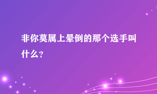 非你莫属上晕倒的那个选手叫什么？