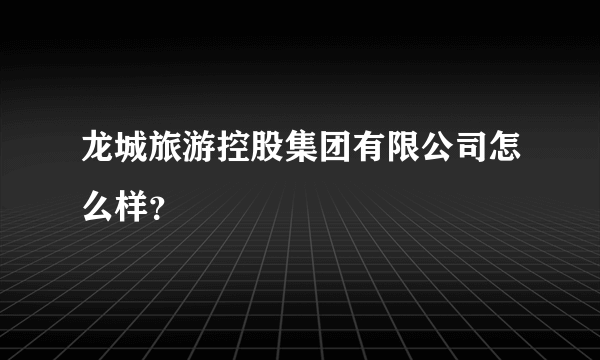 龙城旅游控股集团有限公司怎么样？