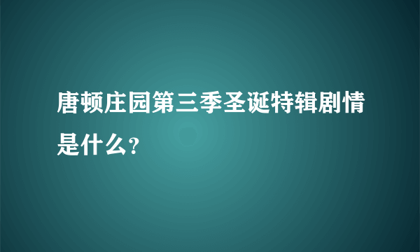 唐顿庄园第三季圣诞特辑剧情是什么？