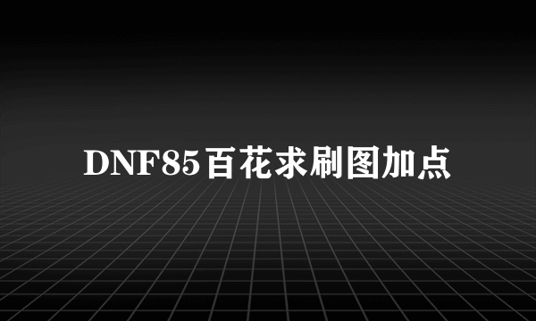 DNF85百花求刷图加点