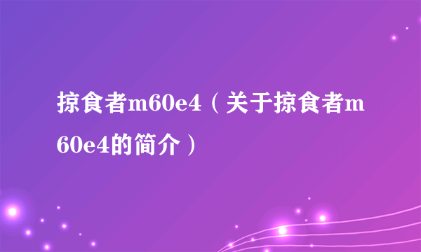 掠食者m60e4（关于掠食者m60e4的简介）