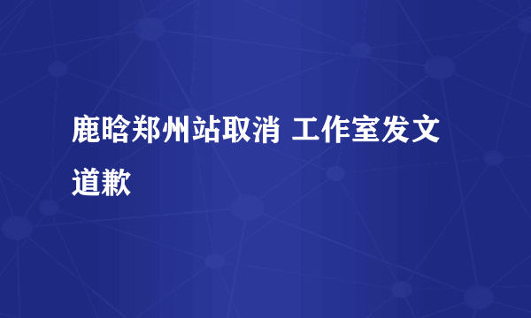 鹿晗郑州站取消 工作室发文道歉